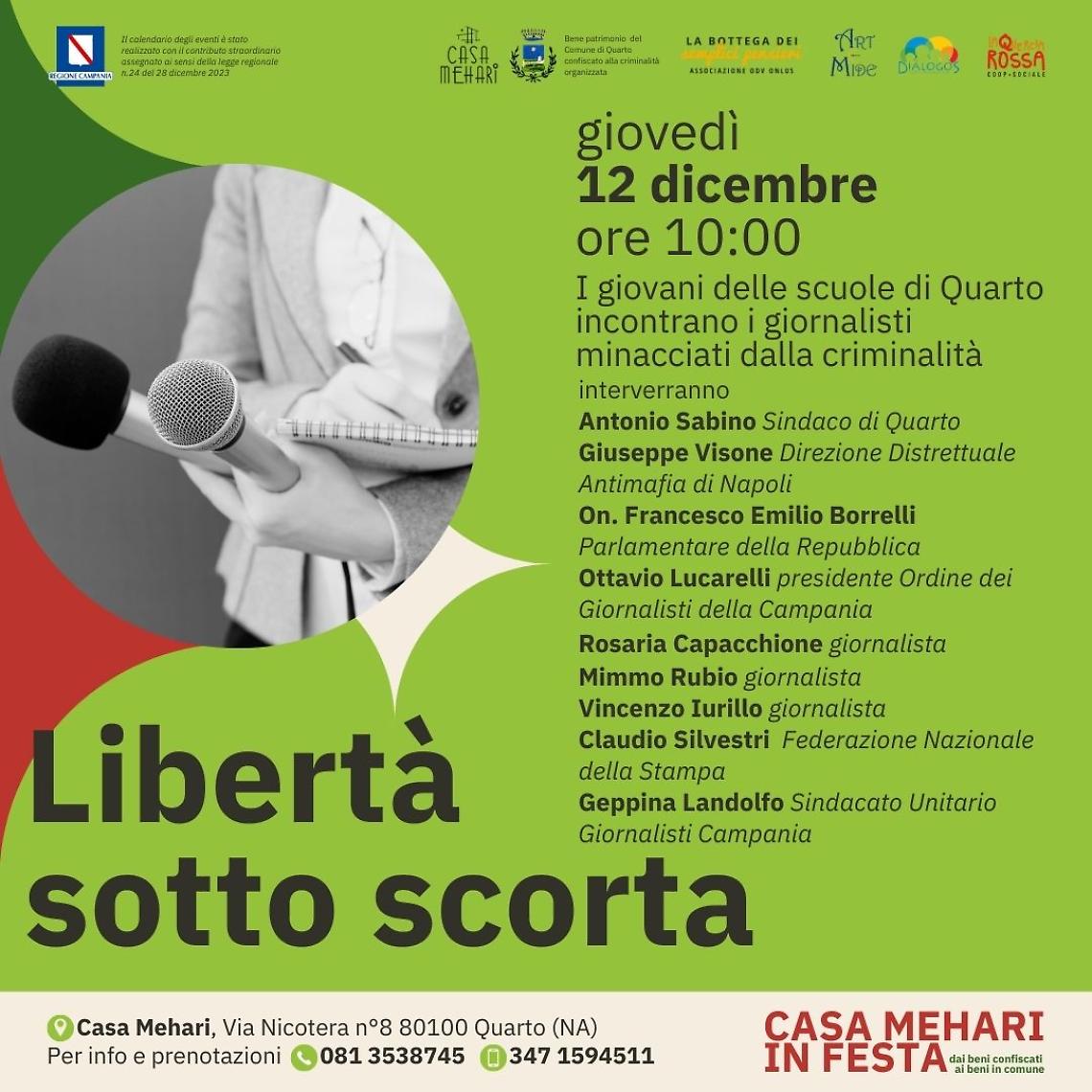 Incontri sulla legalità con i giornalisti minacciati dalla camorra