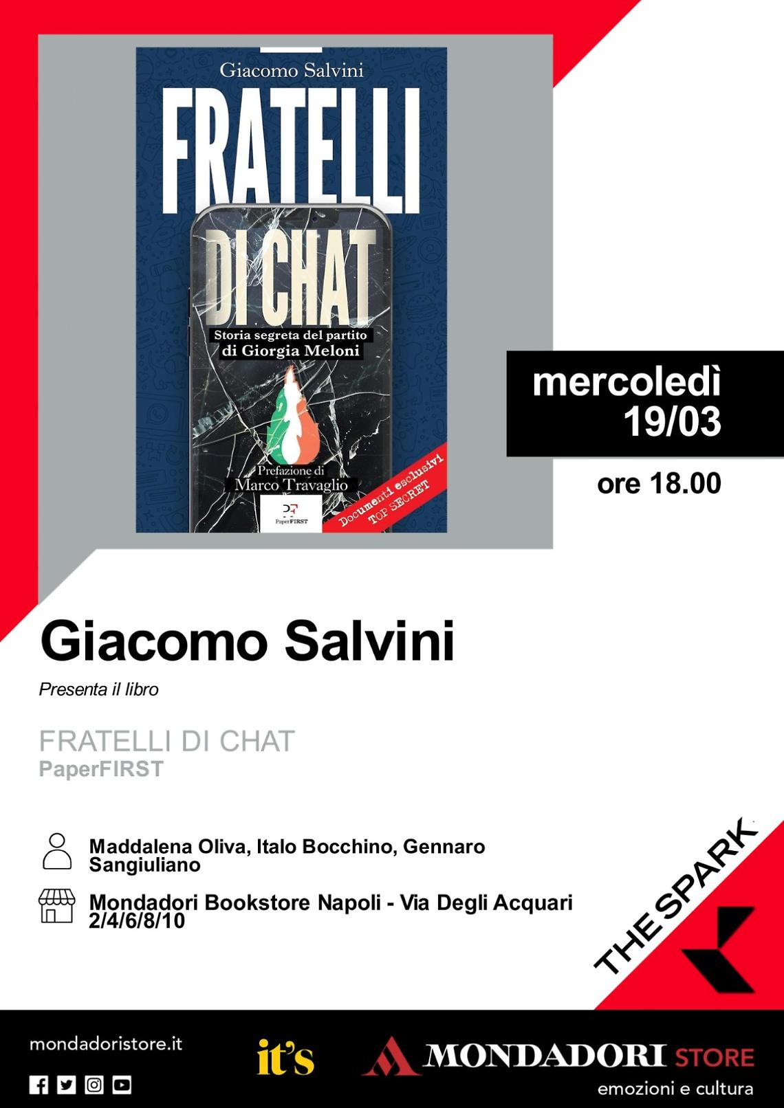 Fratelli di Chat: Giacomo Salvini presenta il suo libro a Napoli
