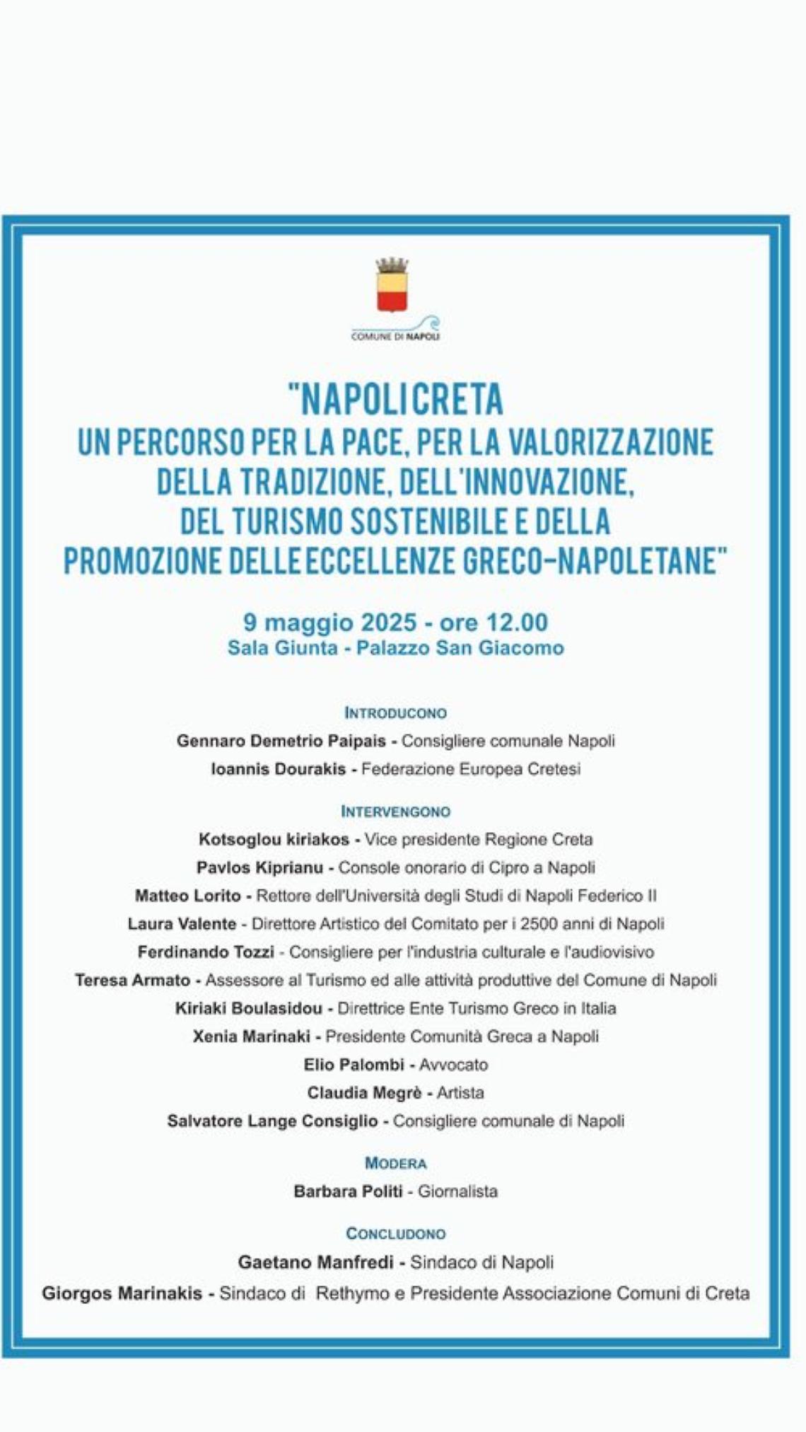 Napoli-Creta, un percorso per la pace