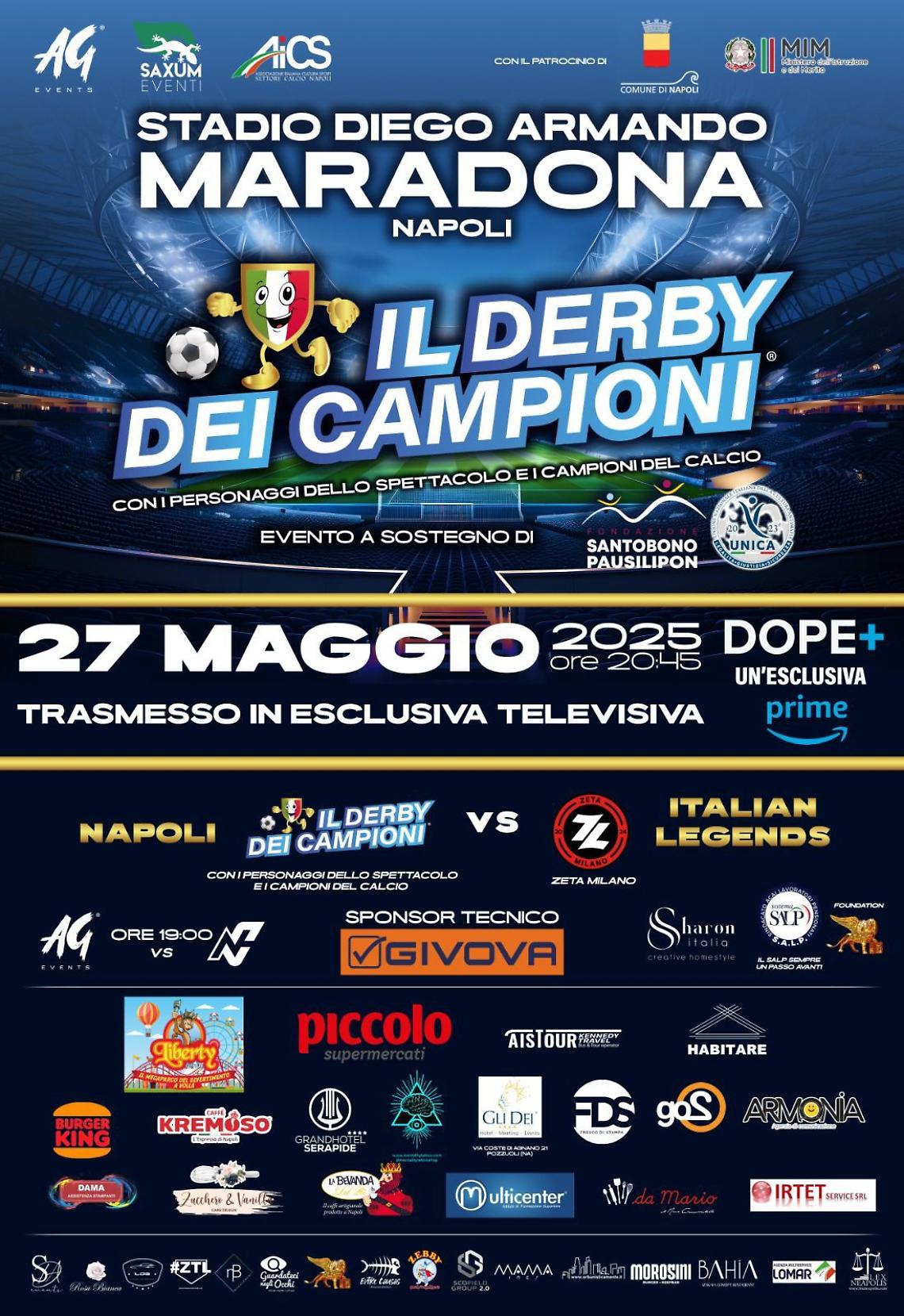 Calcio, spettacolo e solidarietà: è il derby dei campnioni