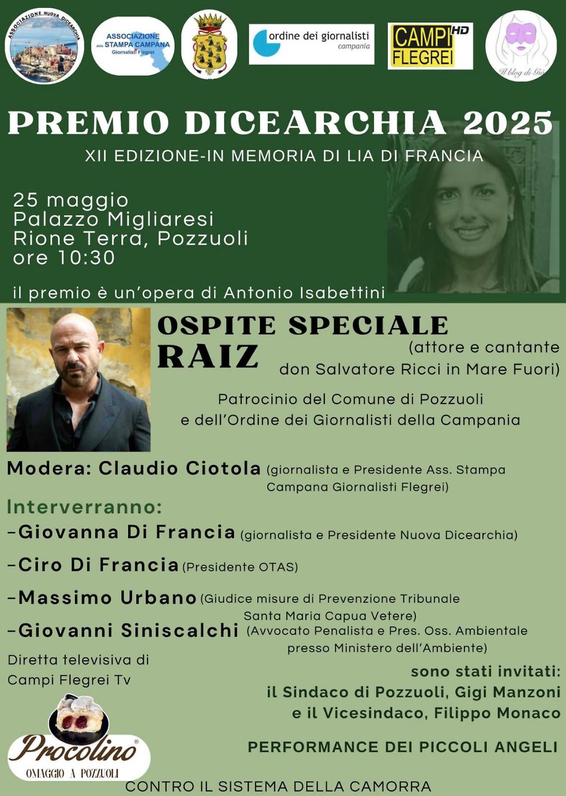 Premio Dicearchia 2025: a Raiz il riconoscimento per l’impegno artistico e civile