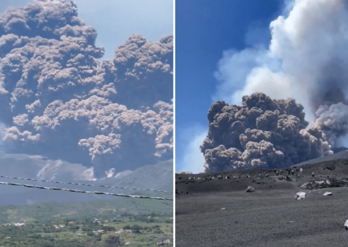 Eruzione dell'Etna, turisti in fuga dal cratere dopo l'esplosione