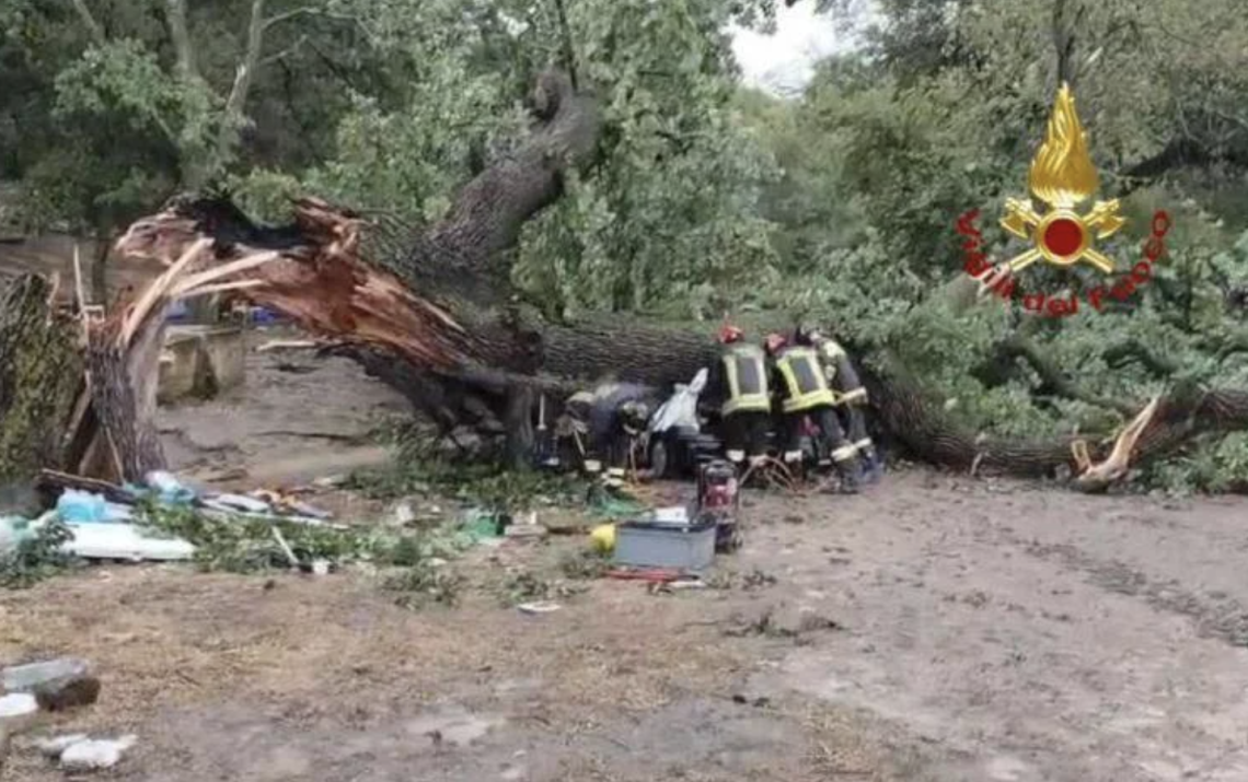 Albero cade su un'auto, morto un ragazzo