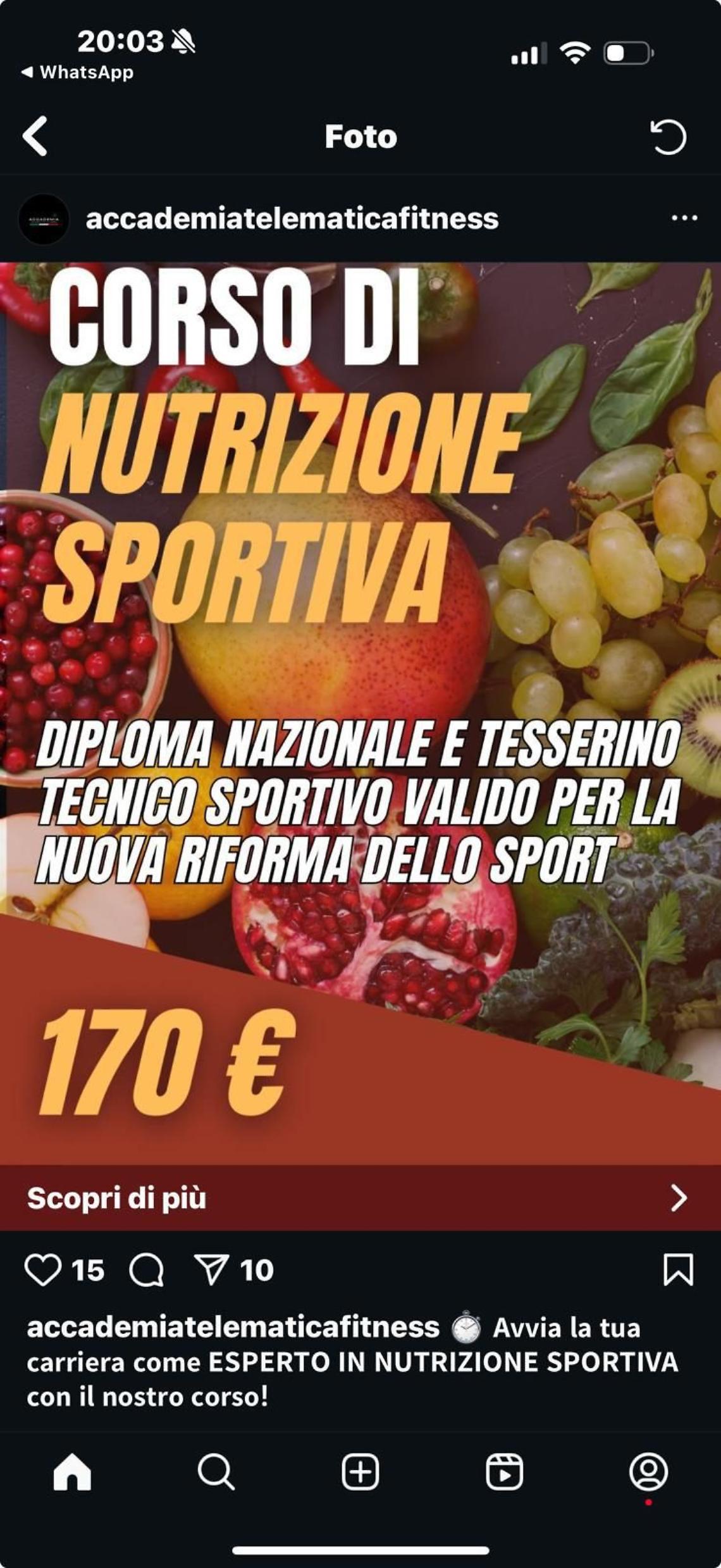 Corsi a pagamento in materia di nutrizione sportiva, i biologi: «È una truffa»