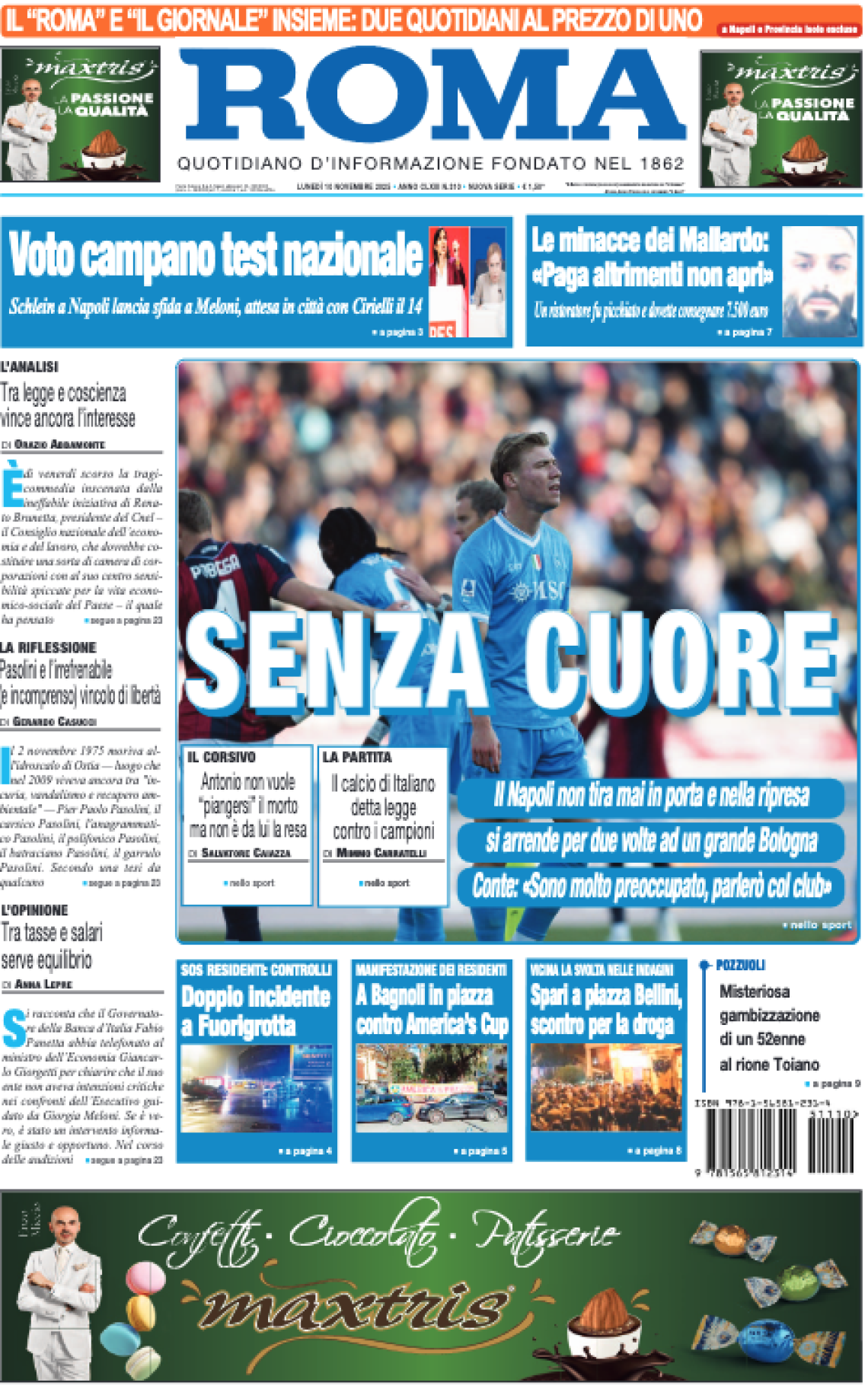 Rapina a mano armata, oggi il “Roma” non è in edicola