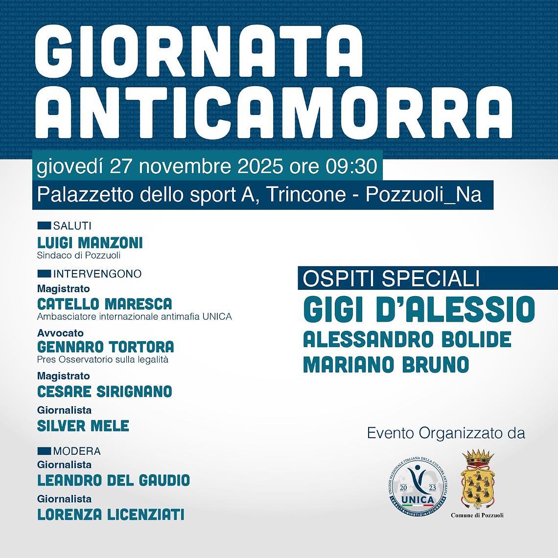 Alla Giornata Anticamorra Gigi D’Alessio e ospiti d’eccezione per la legalità