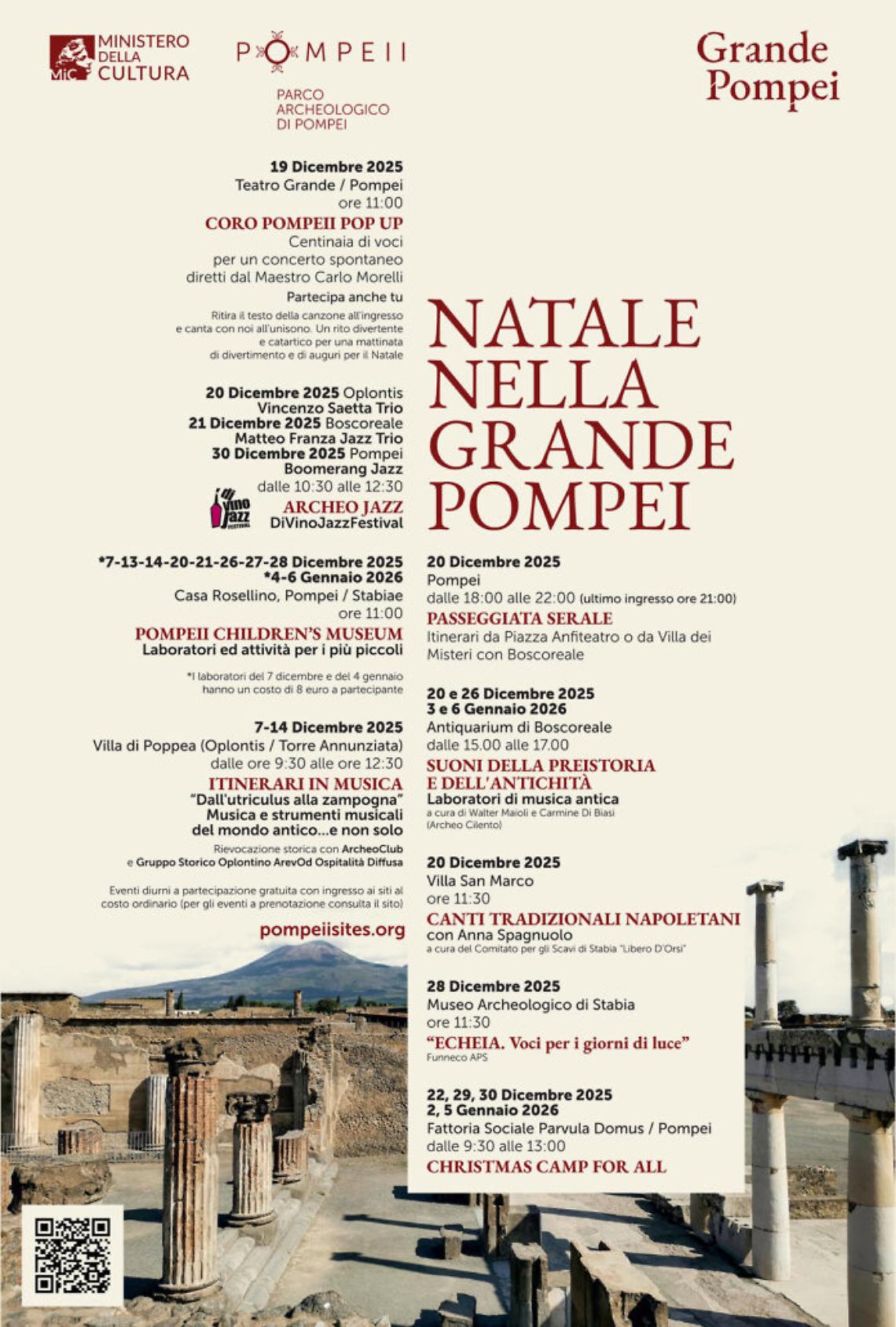 Festività natalizie nei siti della Grande Pompei, tra musica e performance
