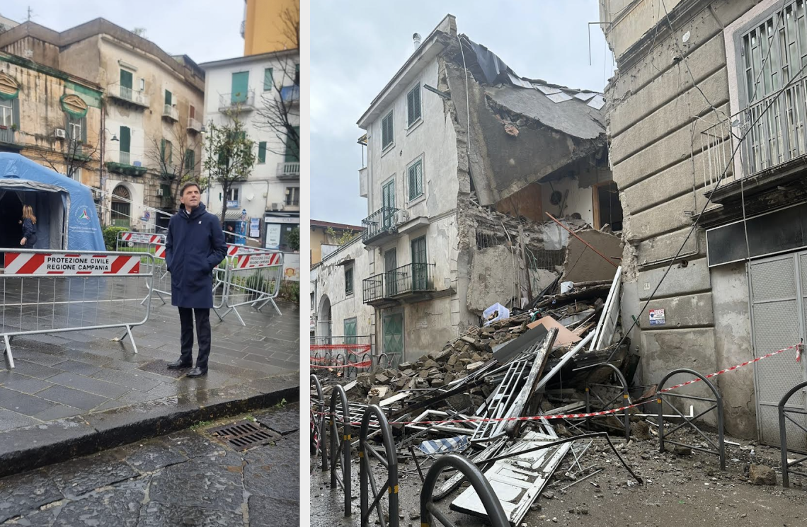 Crollo a Casoria, aumentano a 115 gli sfollati: sopralluogo del consigliere regionale Buonajuto