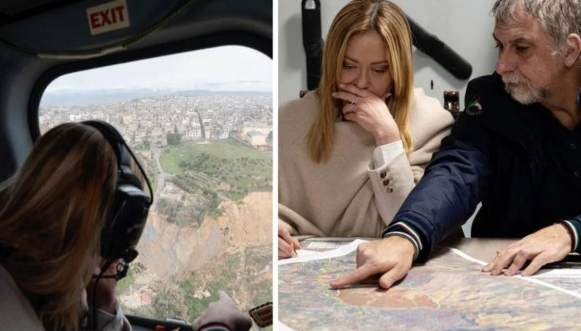 Meloni a Niscemi, premier ha sorvolato zone colpite dal maltempo in Sicilia