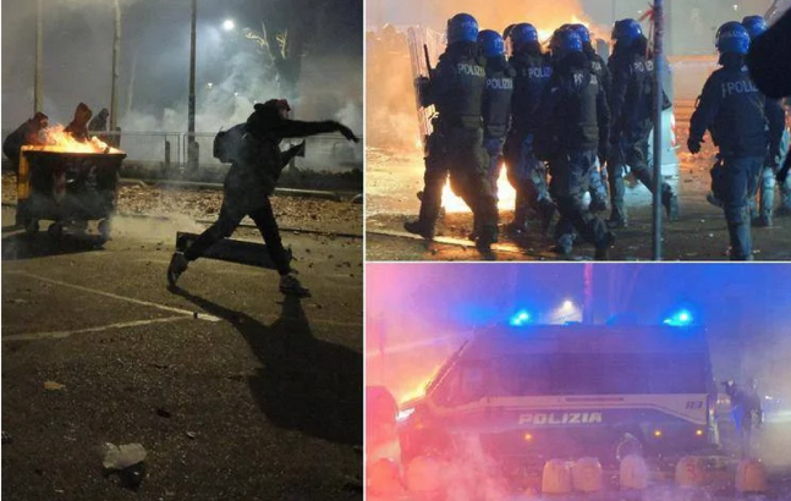 Guerriglia urbana a corteo per Askatasuna, incendi e feriti