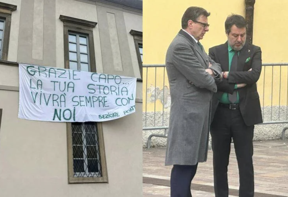 Funerali Bossi, Salvini in camicia verde contestato: &laquo;Vergogna, mollala&raquo;
