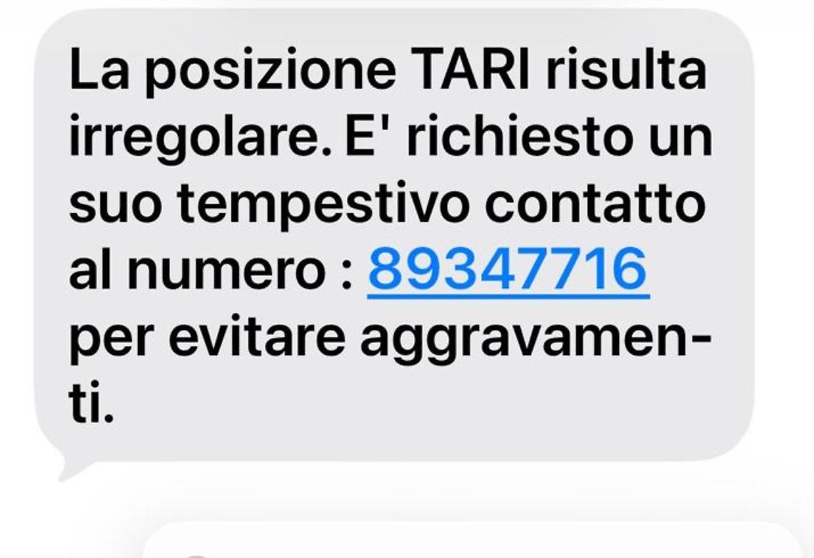 Falso sms per pagamento Tari: allarme del Comune