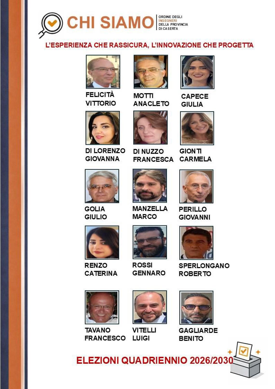 Ordine Ingegneri Provincia Caserta, presentata la lista &ldquo;L&rsquo;esperienza che rassicura, l&rsquo;innovazione che progetta&rdquo;