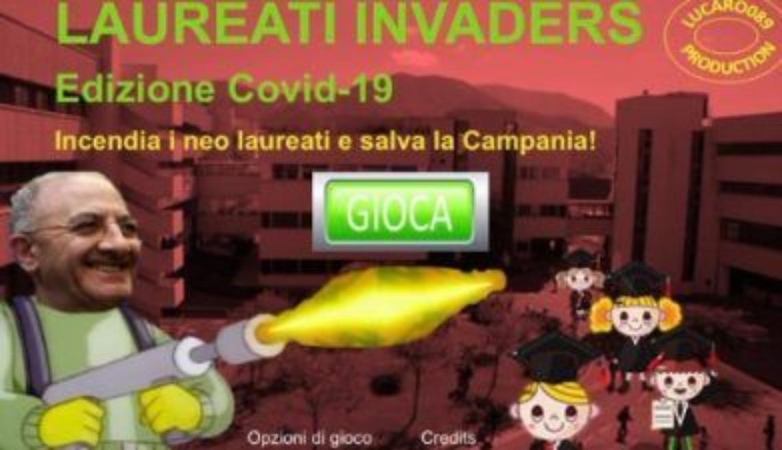 Coronavirus, De Luca con il lanciafiamme protagonista di un videogioco