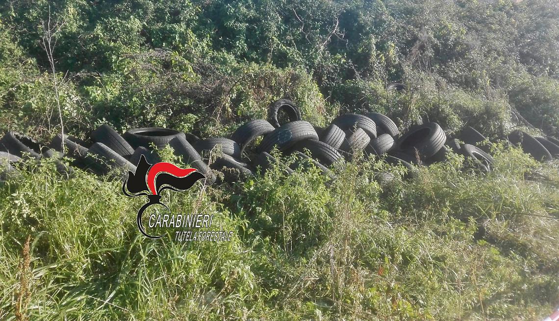 Centinaia di pneumatici abbandonati: denunciato gommista