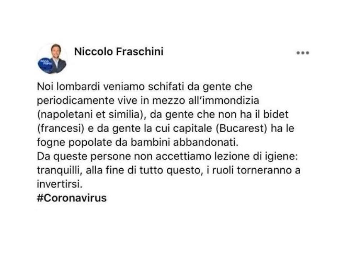 Coronavirus, consigliere di Pavia ricade sul «poco educato pubblico napoletano»