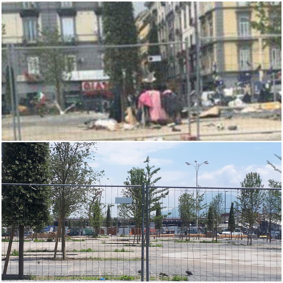 Piazza Garibaldi, cantiere sgomberato da senzatetto