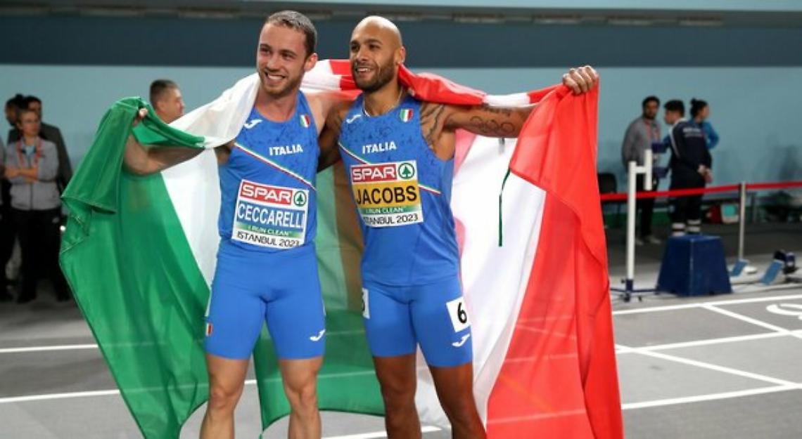 Impresa Ceccarelli agli Europei: vince la finale dei 60 metri davanti a Jacobs 