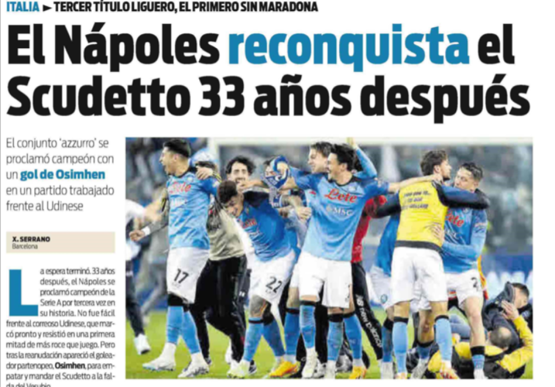 Anche la stampa estera celebra lo scudetto del Napoli
