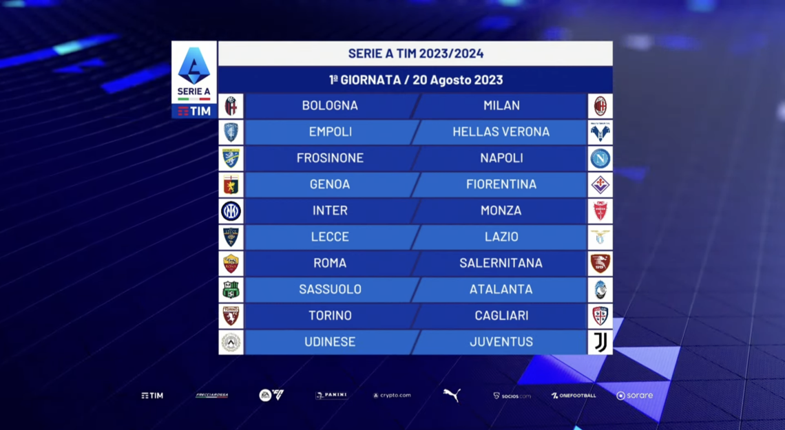 Calendario Serie A, il Napoli campione debutta a Frosinone