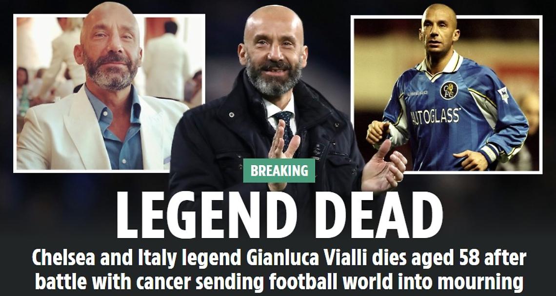 Vialli, la notizia sulla stampa estera: addio a una leggenda
