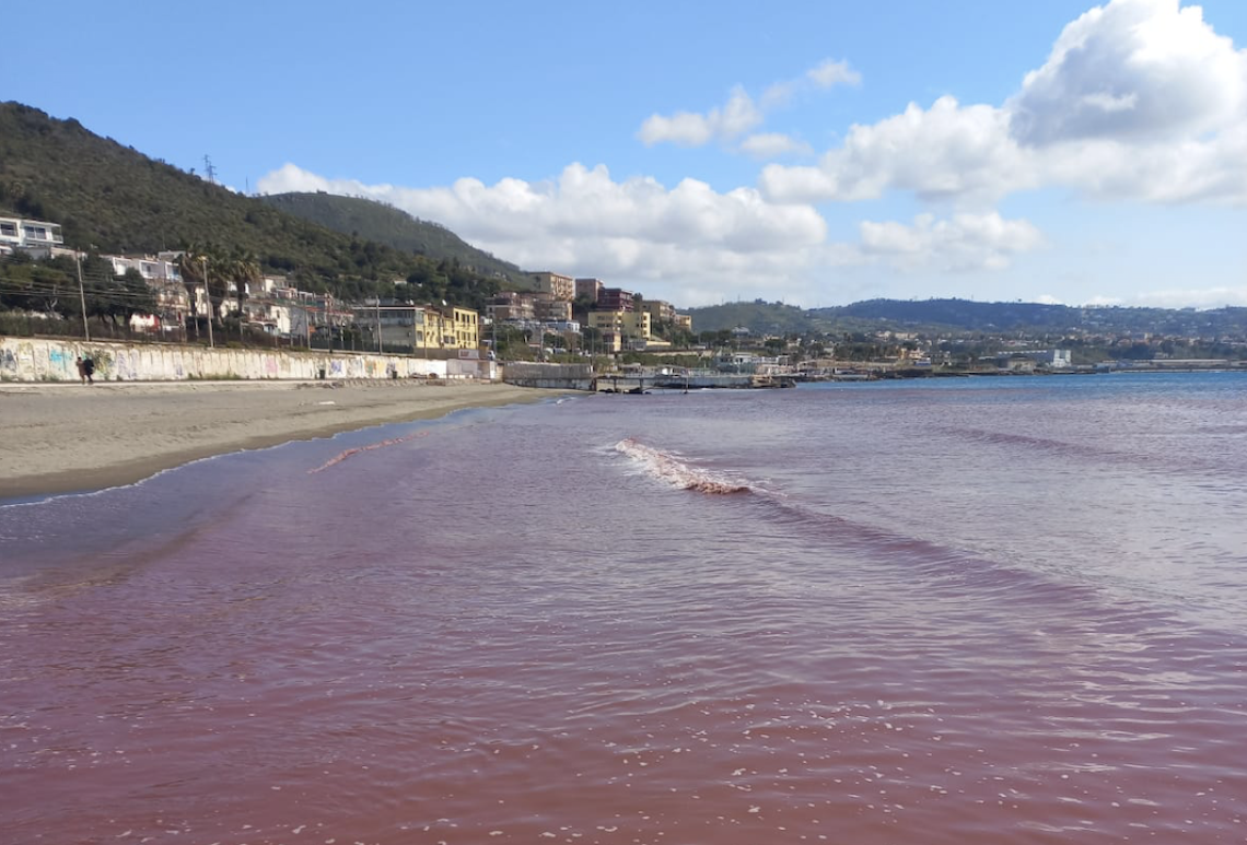 Mare di Baia rosso per le alghe del lago d'Averno, verifiche Arpac