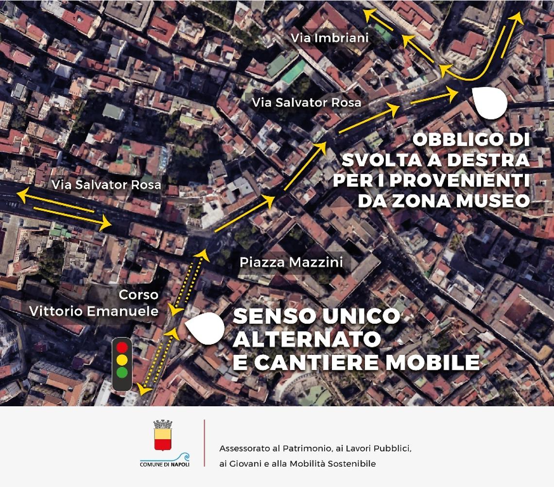 Corso Vittorio Emanuele, cantiere a piazza Mazzini: ecco cosa cambia