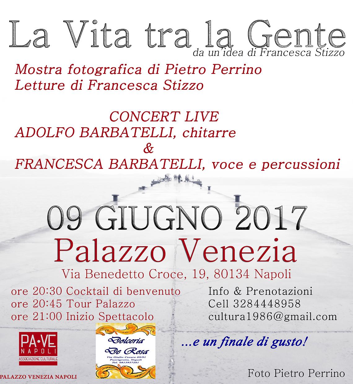 Palazzo Venezia di Napoli,domani alle  20.30, ospita l’evento teatrale  “La Vita tra la Gente”