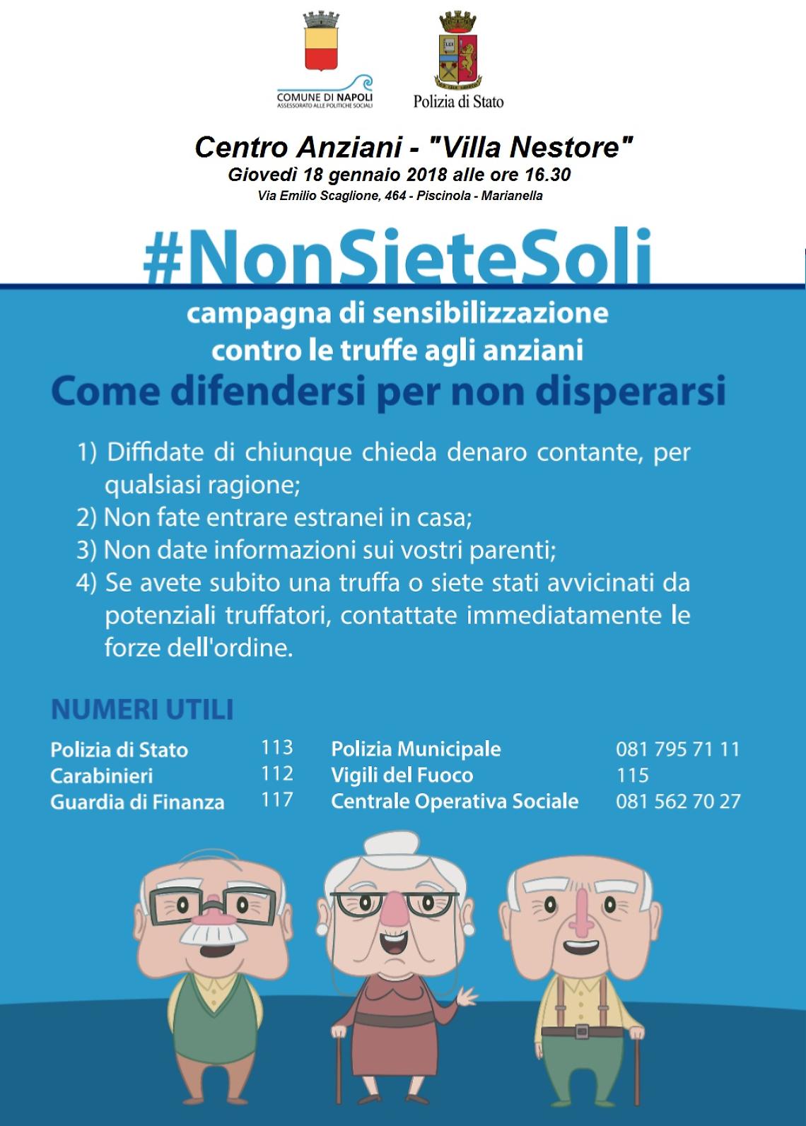 Truffe agli anziani, via alla campagna di sensibilizzazione