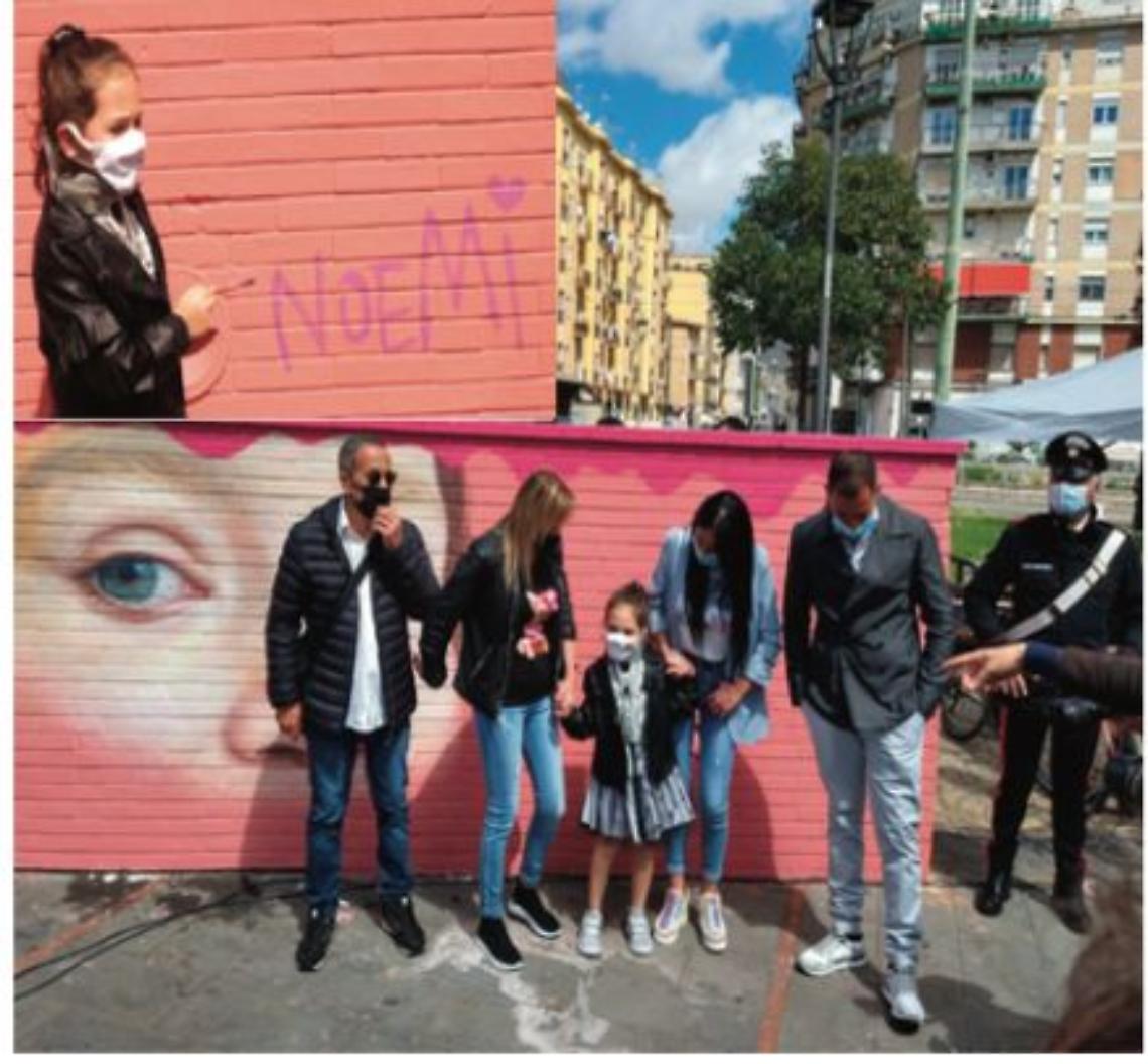 Un murale con gli occhi di Noemi in piazza Nazionale, teatro del brutale agguato di 2 anni fa