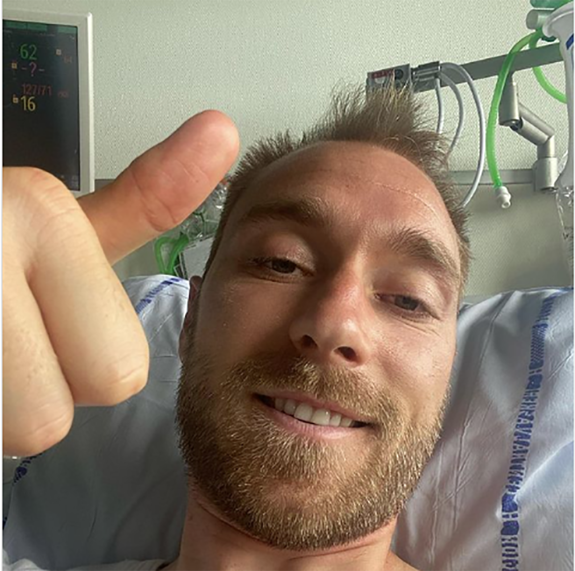 Eriksen dall’ospedale: «Sto bene, grazie per l’affetto che ho ricevuto da tutto il mondo»