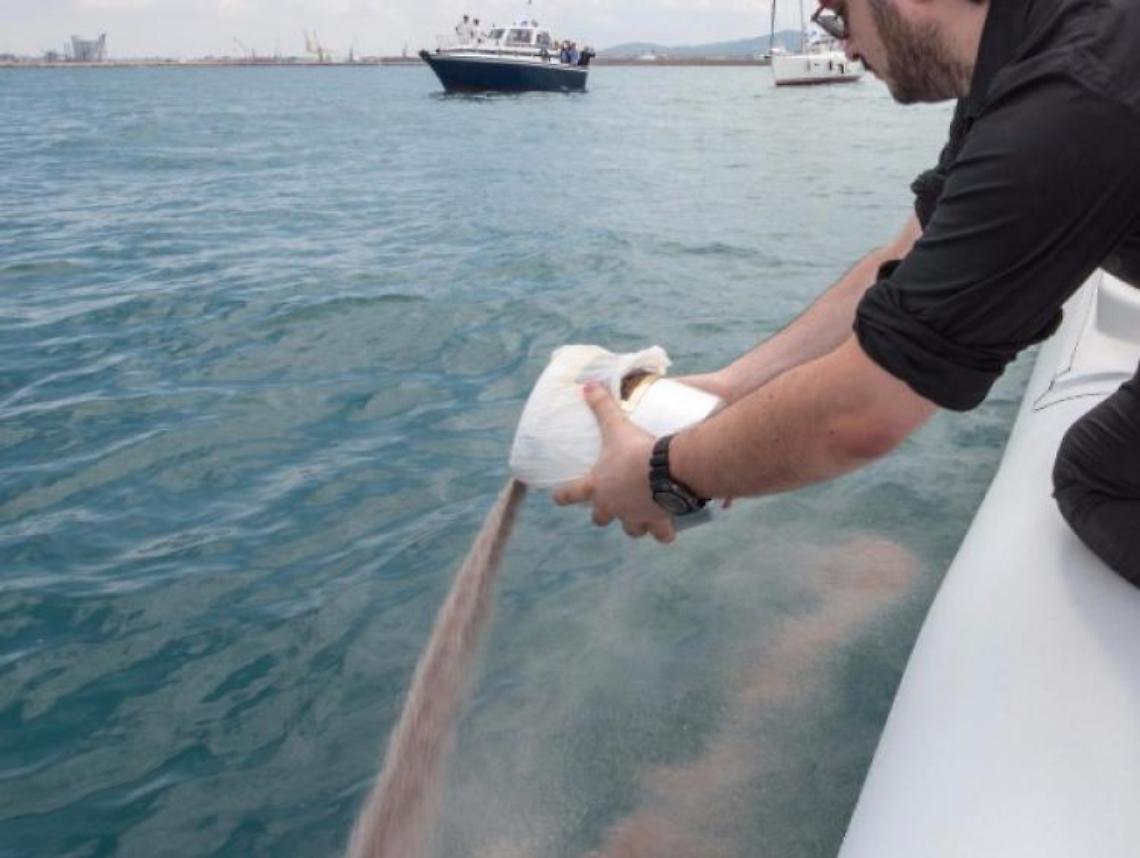 Un'urna di sabbia per disperdere le ceneri in mare