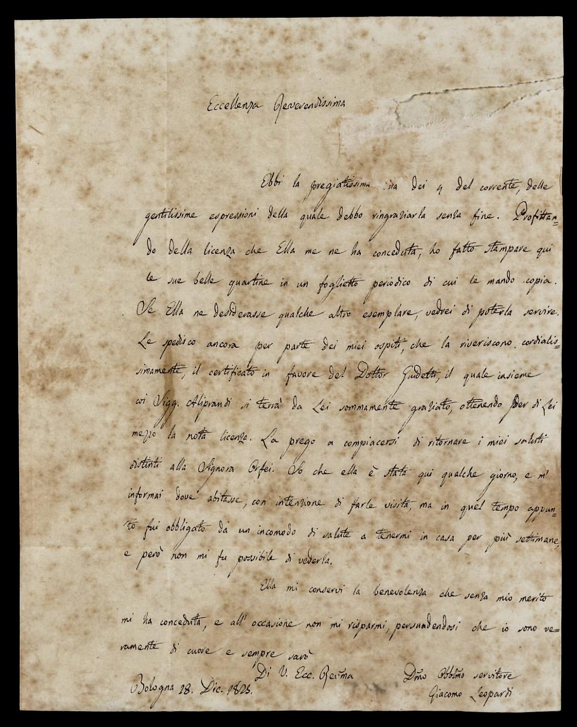 Biblioteca nazionale, rara lettera di Leopardi in mostra per la prima volta a Napoli