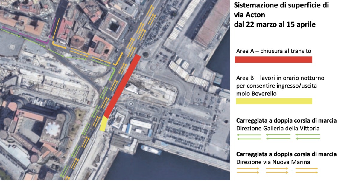 Napoli, altri cantieri pure in via Acton e via Marina