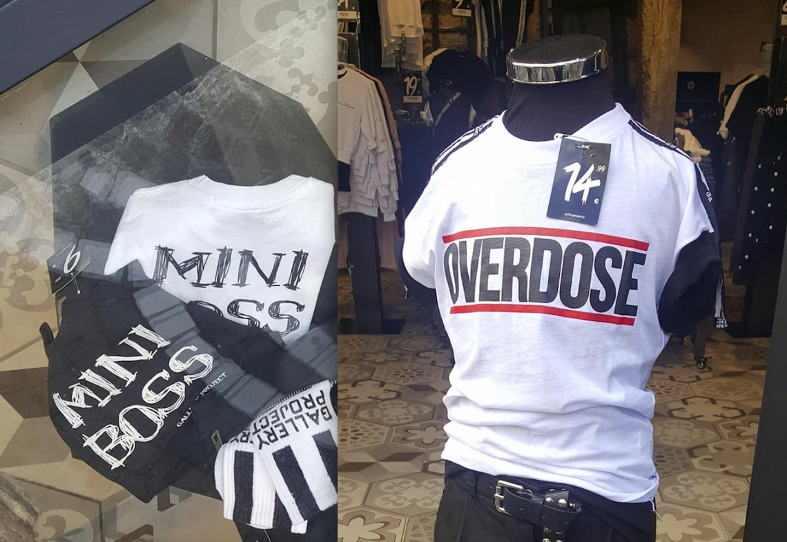 “Miniboss" e “overdose" sulle maglie per bambini, è polemica