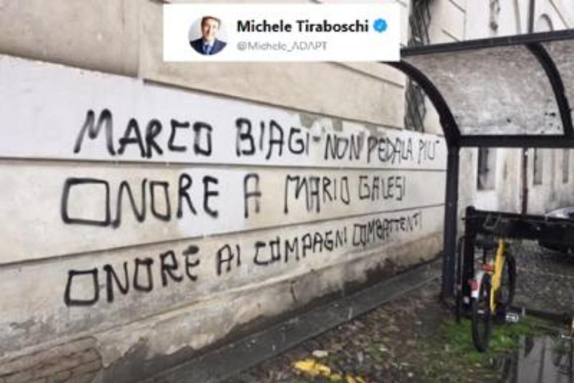 "Marco Biagi non pedala più", scritte choc all'università