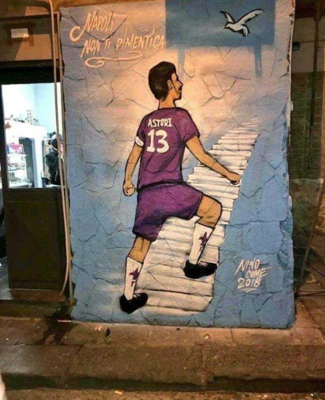 Astori, spunta il murales ai Quartieri Spagnoli