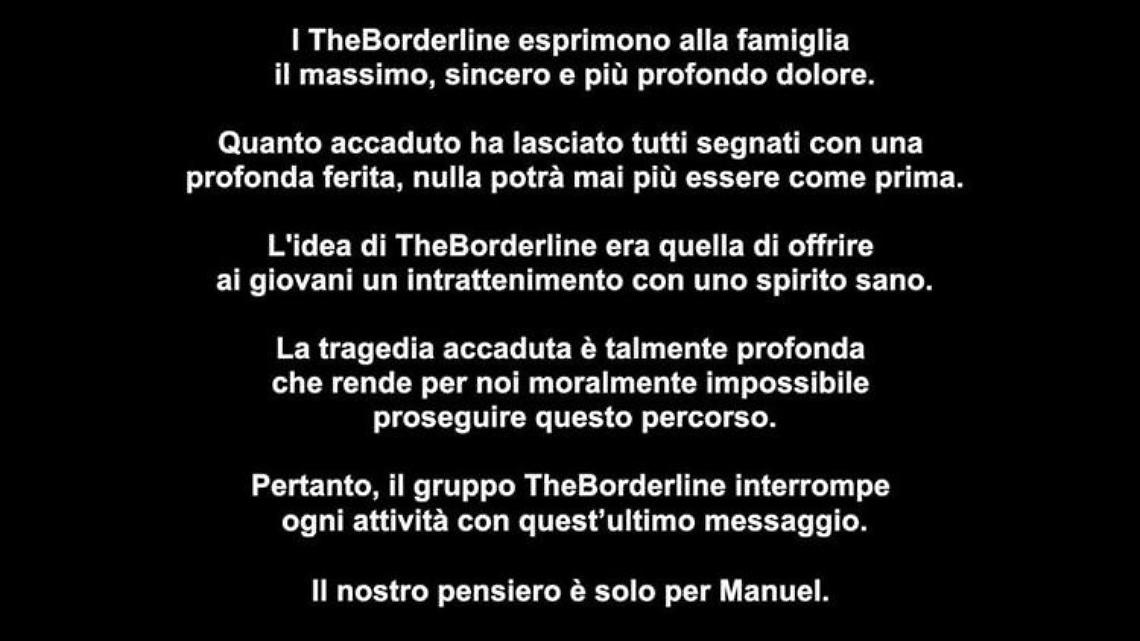 Incidente Casal Palocco, TheBorderline chiudono: «Nostro pensiero è solo per Manuel»