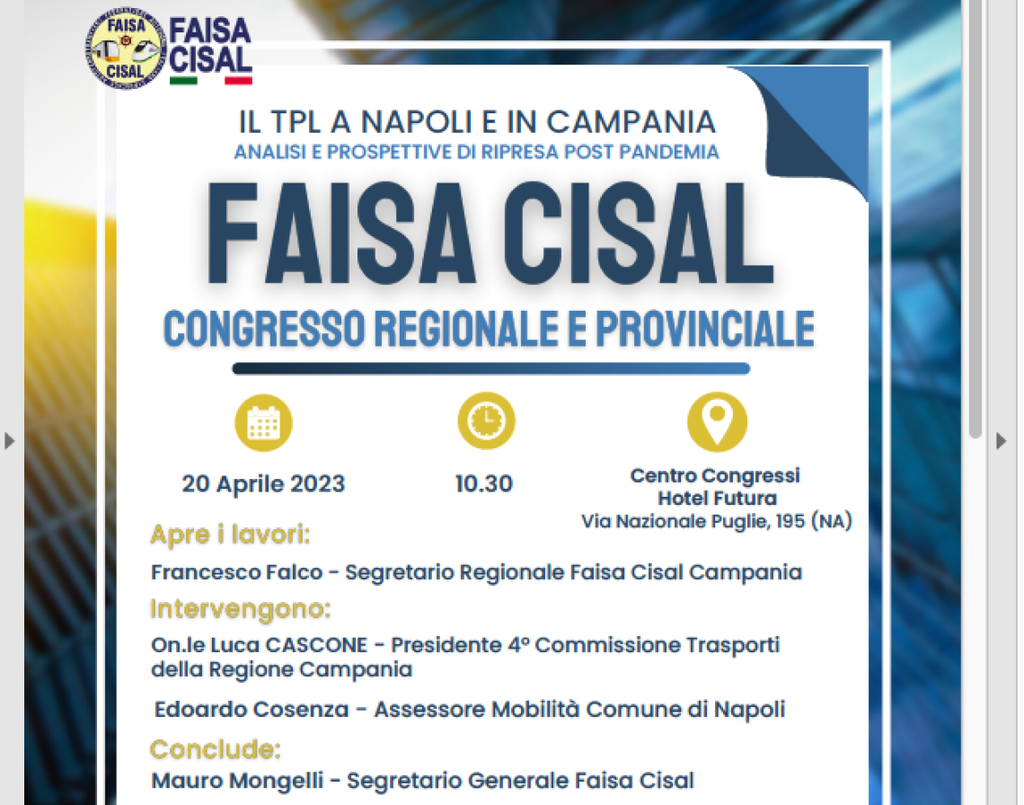 La Faisa-Cisal a congresso a Napoli