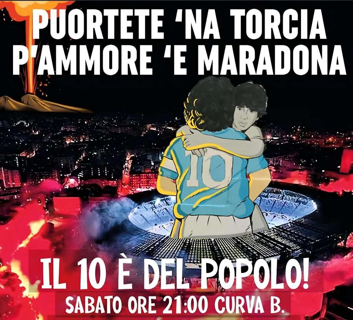 Tre anni fa l’addio a Diego, i tifosi lo ricordano al “Maradona” con le torce