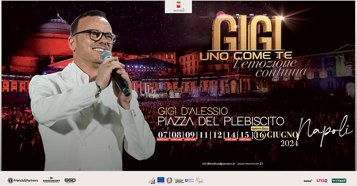 Gigi D'Alessio al Plebiscito, arriva anche l'ottava data di concerto