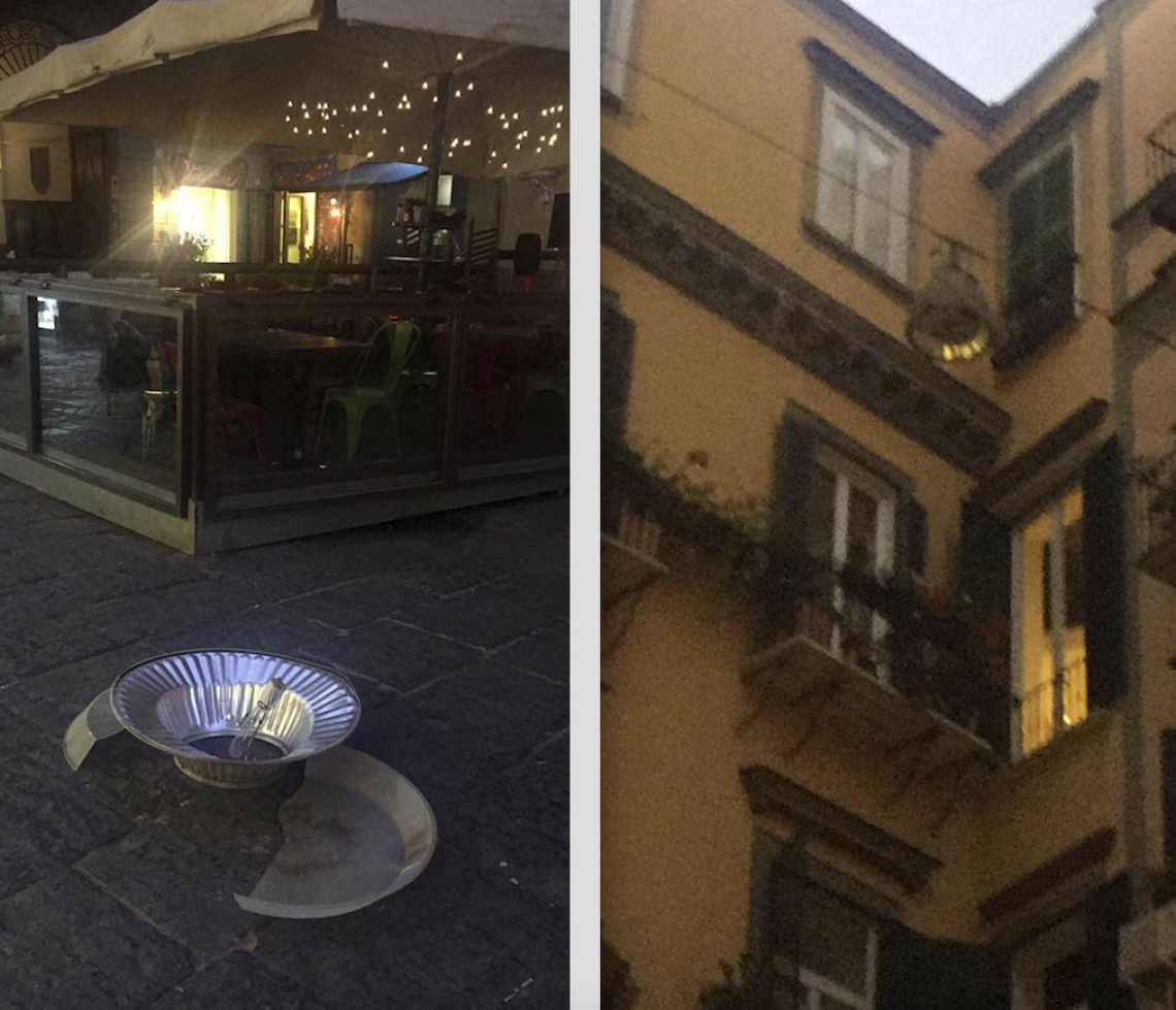 Crolla lampada dell'illuminazione pubblica, tragedia sfiorata nel cuore di Chiaia