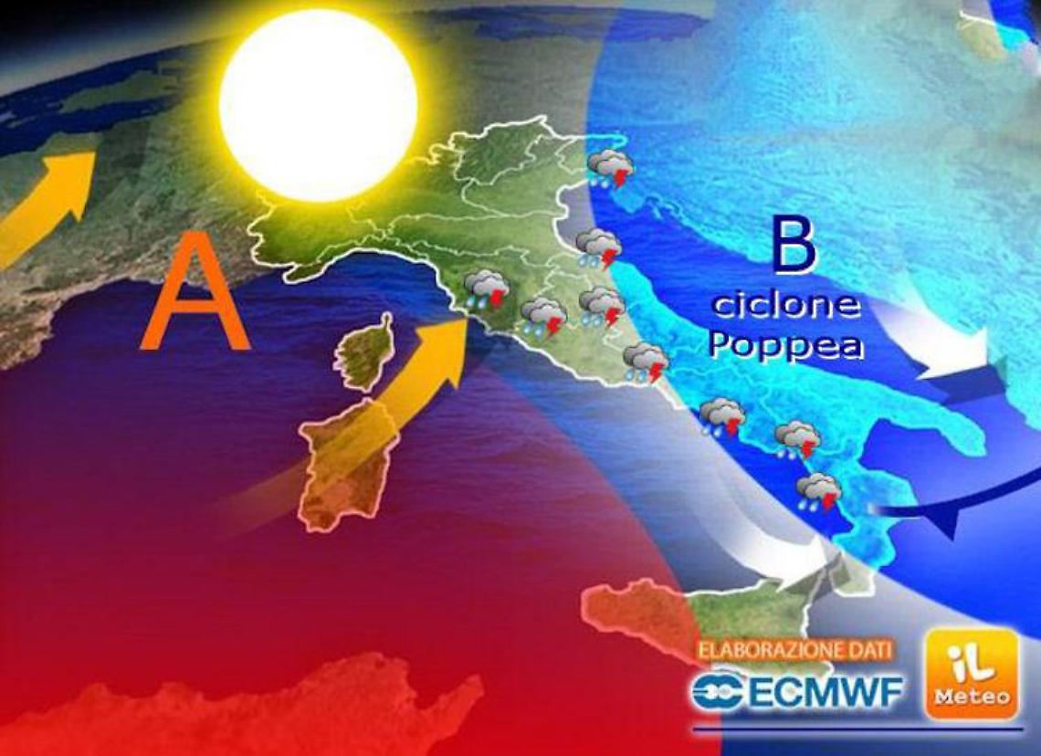 Meteo: ultime ore del ciclone Poppea, poi tornano sole e caldo