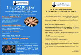 "E tu cosa desideri?", corso di formazione e borse di studio