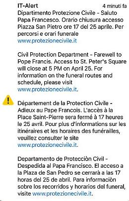 Alert avvisa i fedeli, piazza San Pietro chiude alle 17