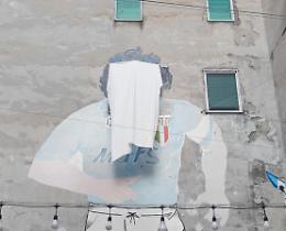 Murales di Maradona, tolto il telo che lo copriva