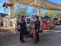 Controlli in campi rom, recuperati 400 chili di rame e due pitbull maltrattati 