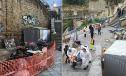 Napoli, ripulite le scale di Montesanto