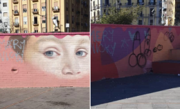 Imbrattato il murale per la piccola Noemi ferita in un agguato