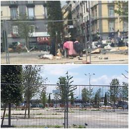 Piazza Garibaldi, cantiere sgomberato da senzatetto
